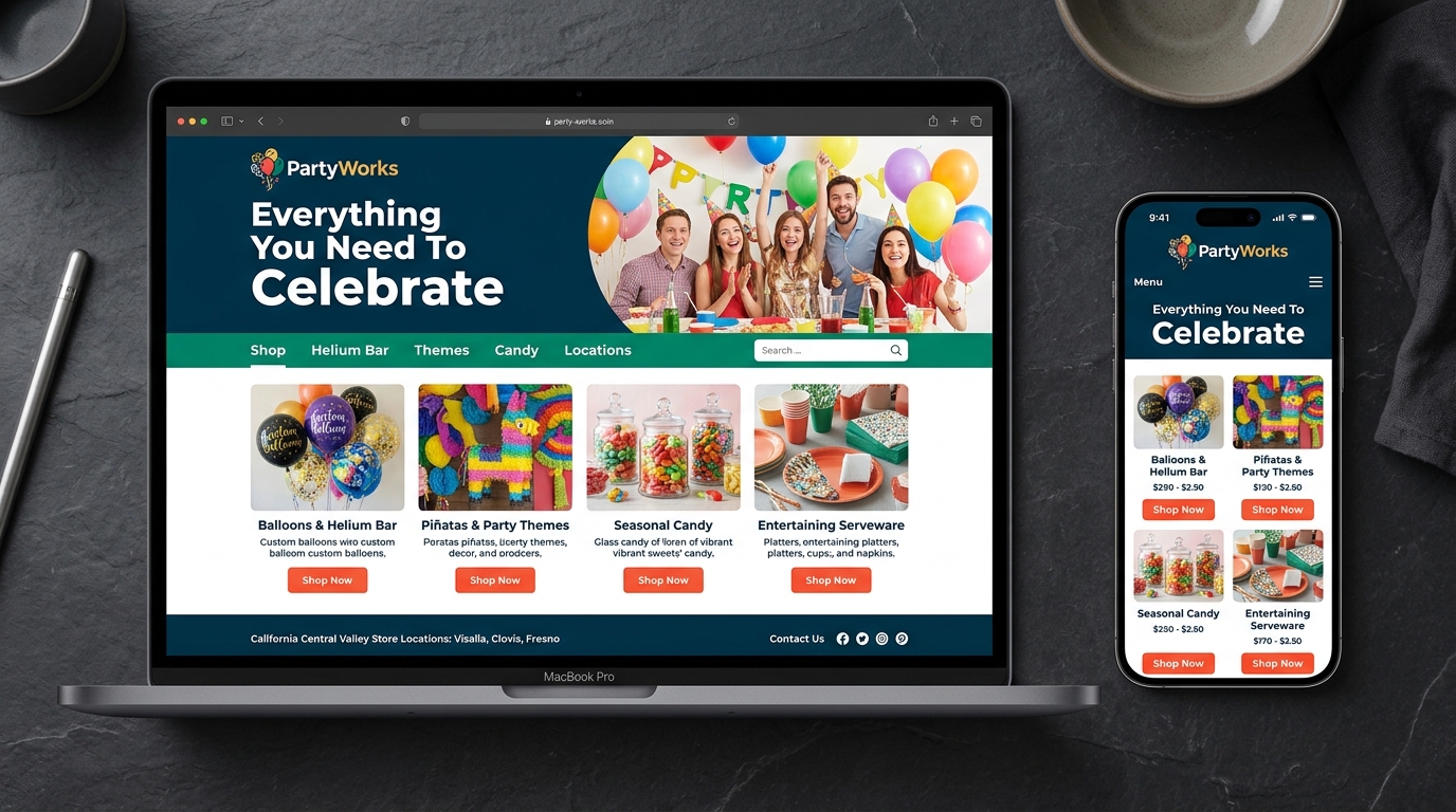PartyWorks Digital E-Commerce Web Storefront and Mobile Interface